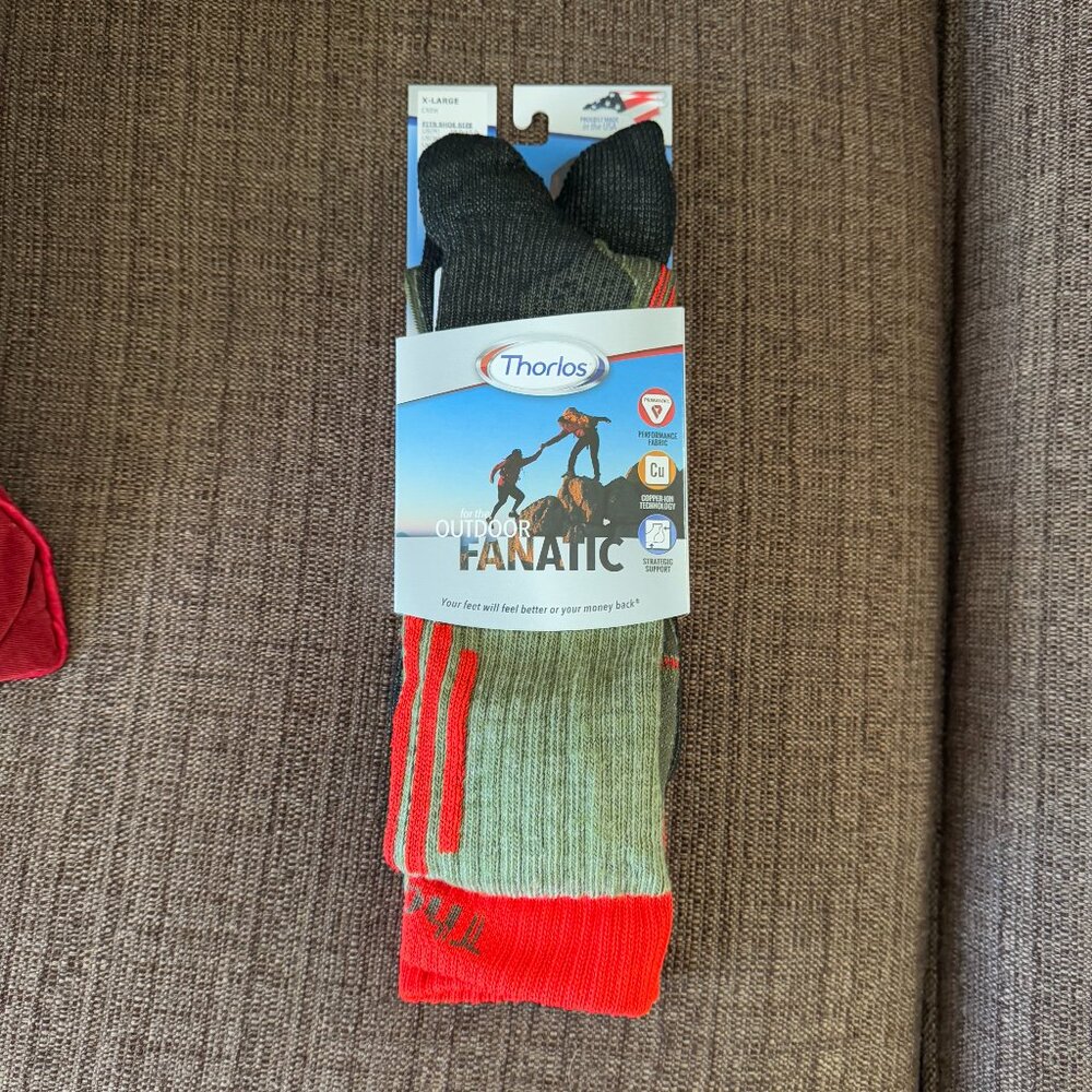 NEW THORLOS OUTDOOR FANATIC CREW MEN'S XL SOCKS 13-15